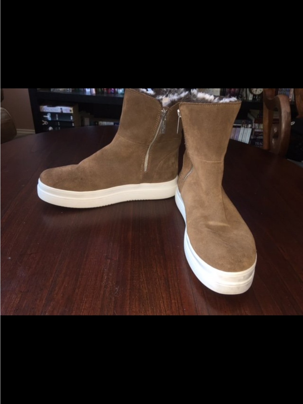J/Slides WALLY Suede Boots in BROWN with White Soles 10 EUC